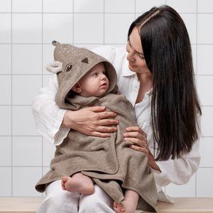 IKEA TROLLDOM Baby towel with hood, deer, brown